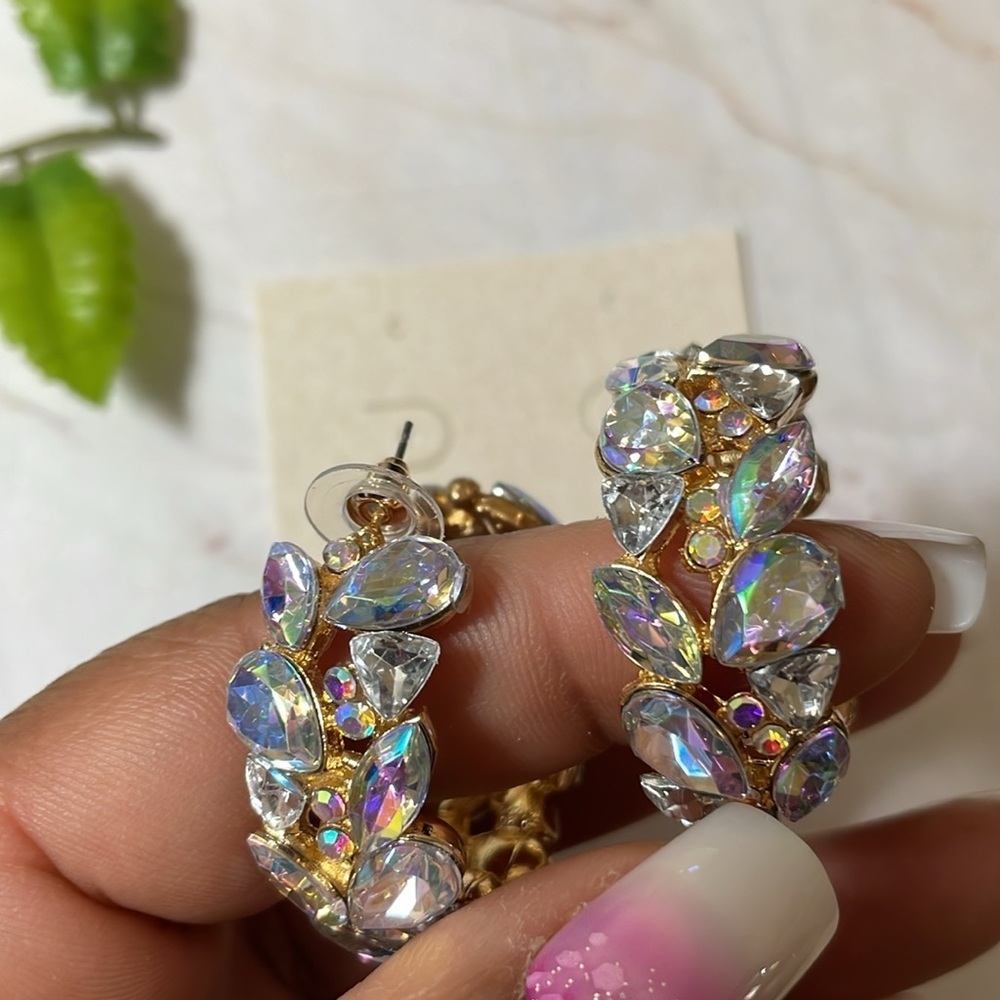 Crystal Hoop Earrings - Picture 7 of 14